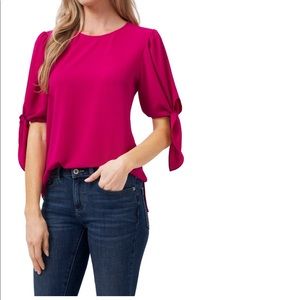 Cece Tie Sleeve High/Low Blouse